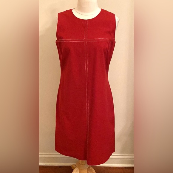Eddie Bauer Dresses & Skirts - Eddie Bauer Red Textured M Minimalist Coastal Cottagecore Exposed Stitch Dress